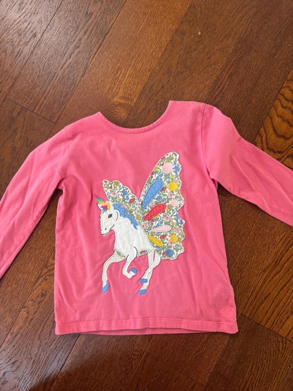 Mini Boden Girls Pink Unicorn Graphic Long-Sleeve Top